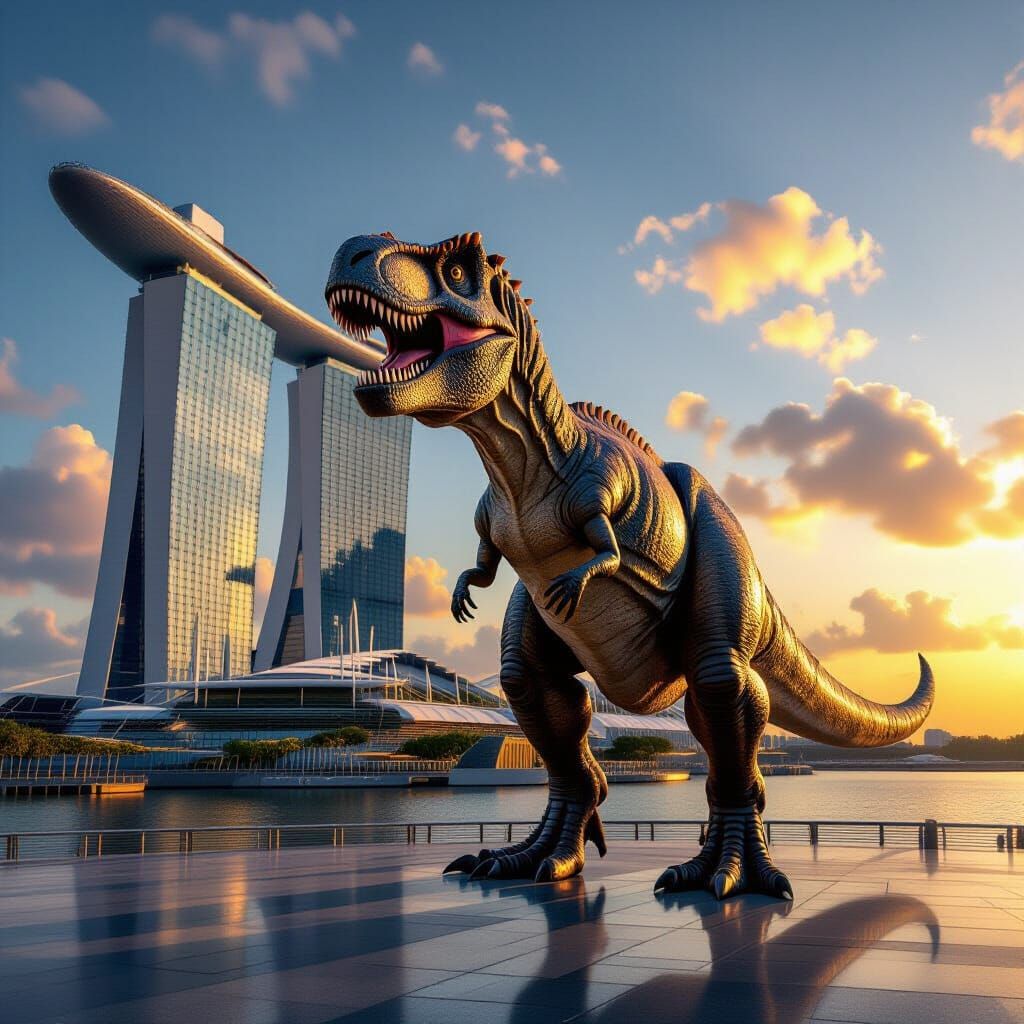 T-Rex at Marina Bay Sands in Golden Hour