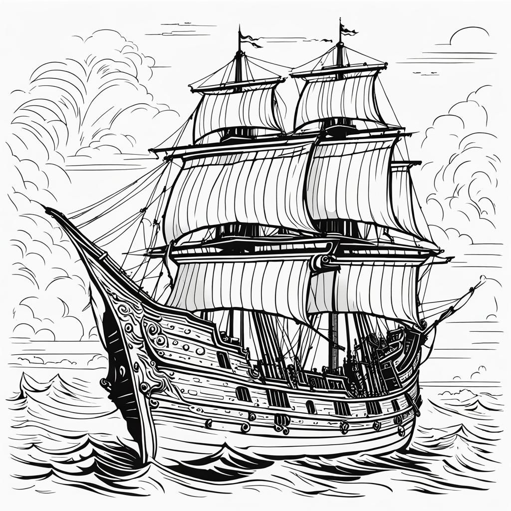17th Century Galley Ship Tattoo Art