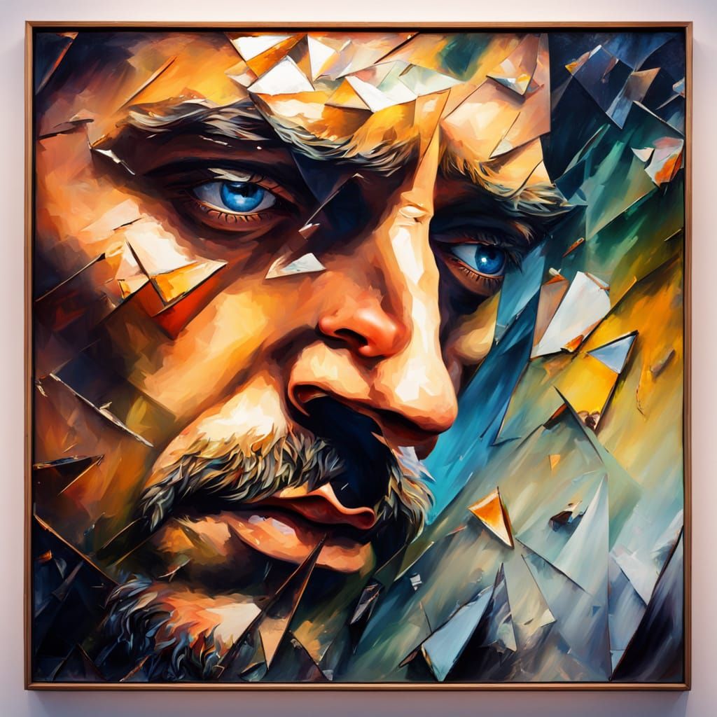 Surreal Reflection Struggle: An Impressionist Oil Painting