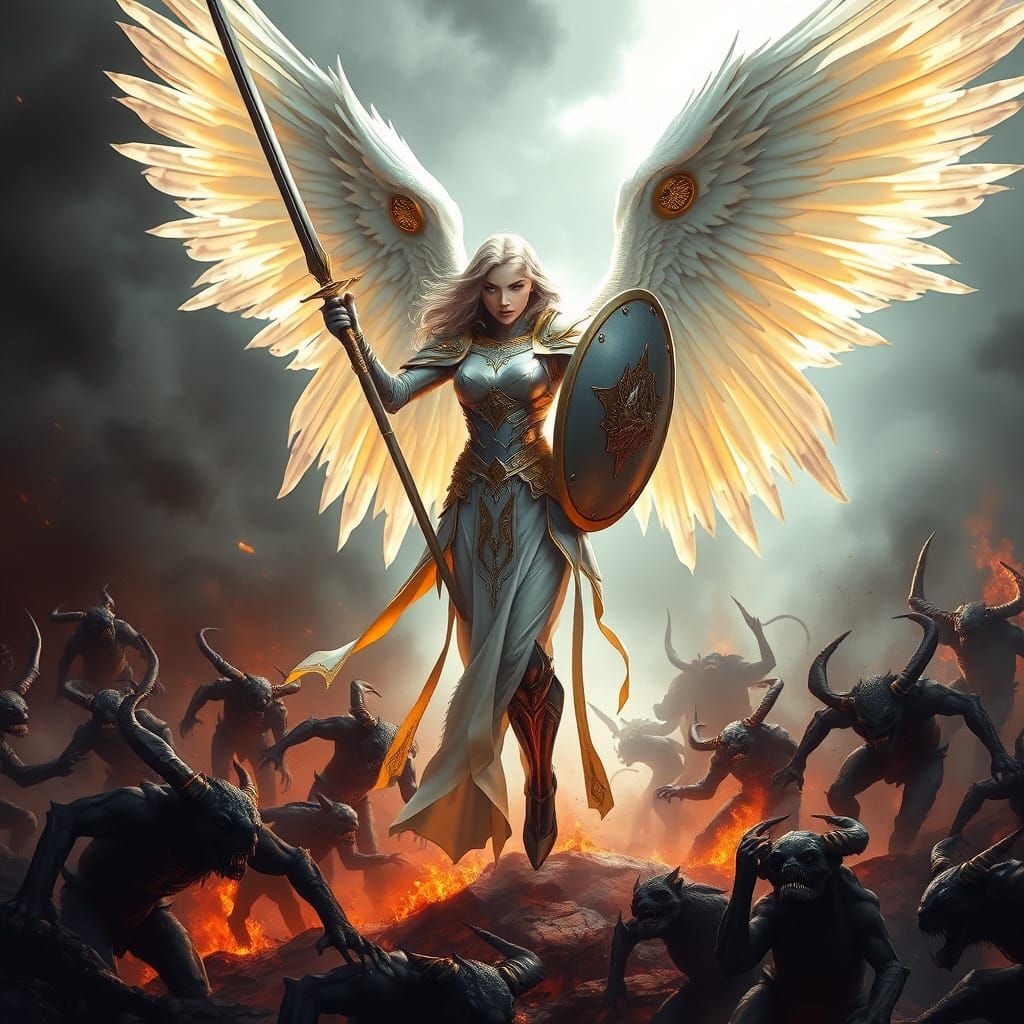 Angelic Warrior Unleashes Fury in Heavenly Battleground