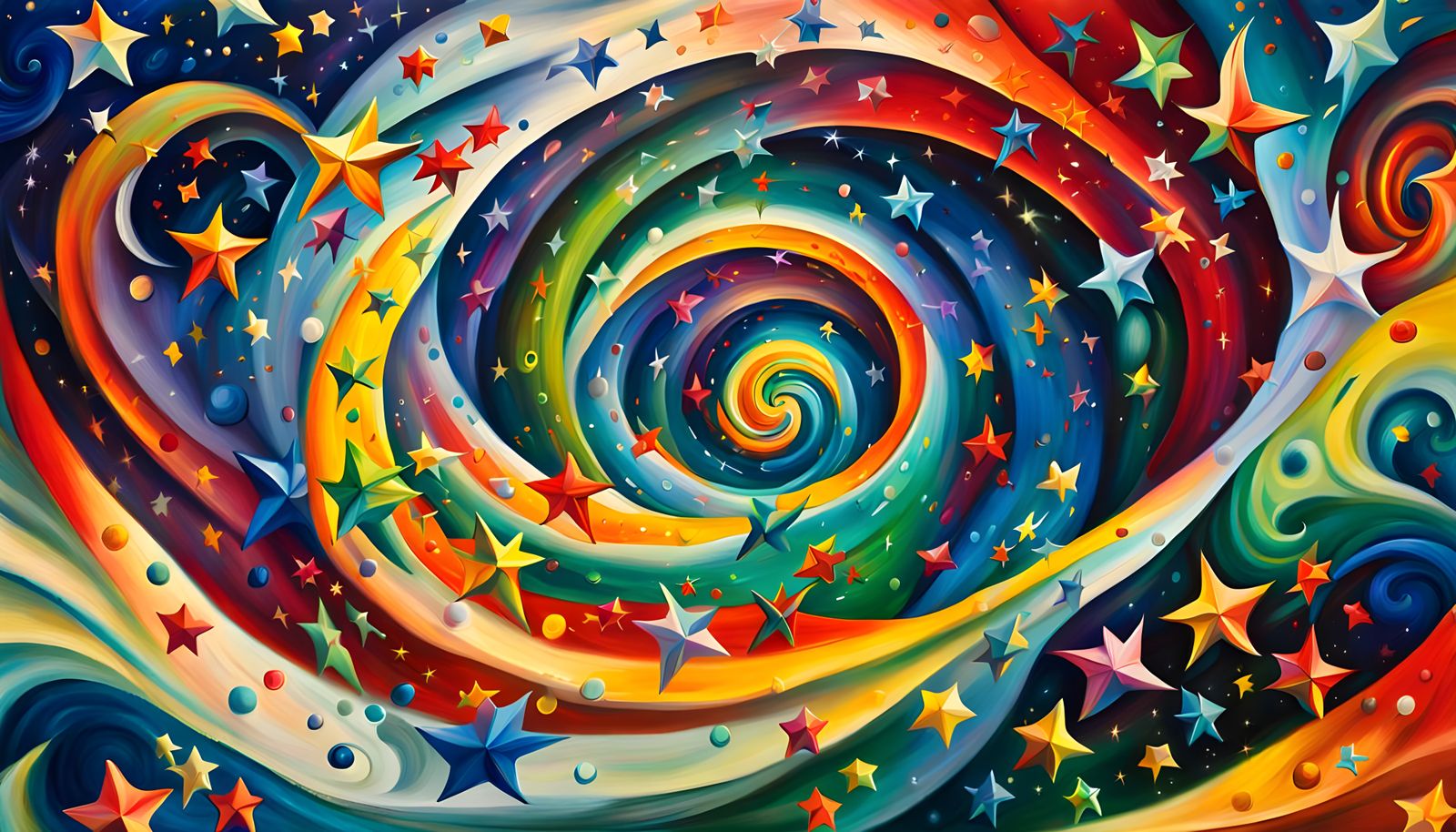 Cosmic Dance of Iridescent Pointy-Stars in a Deep 3D Marc Ch...