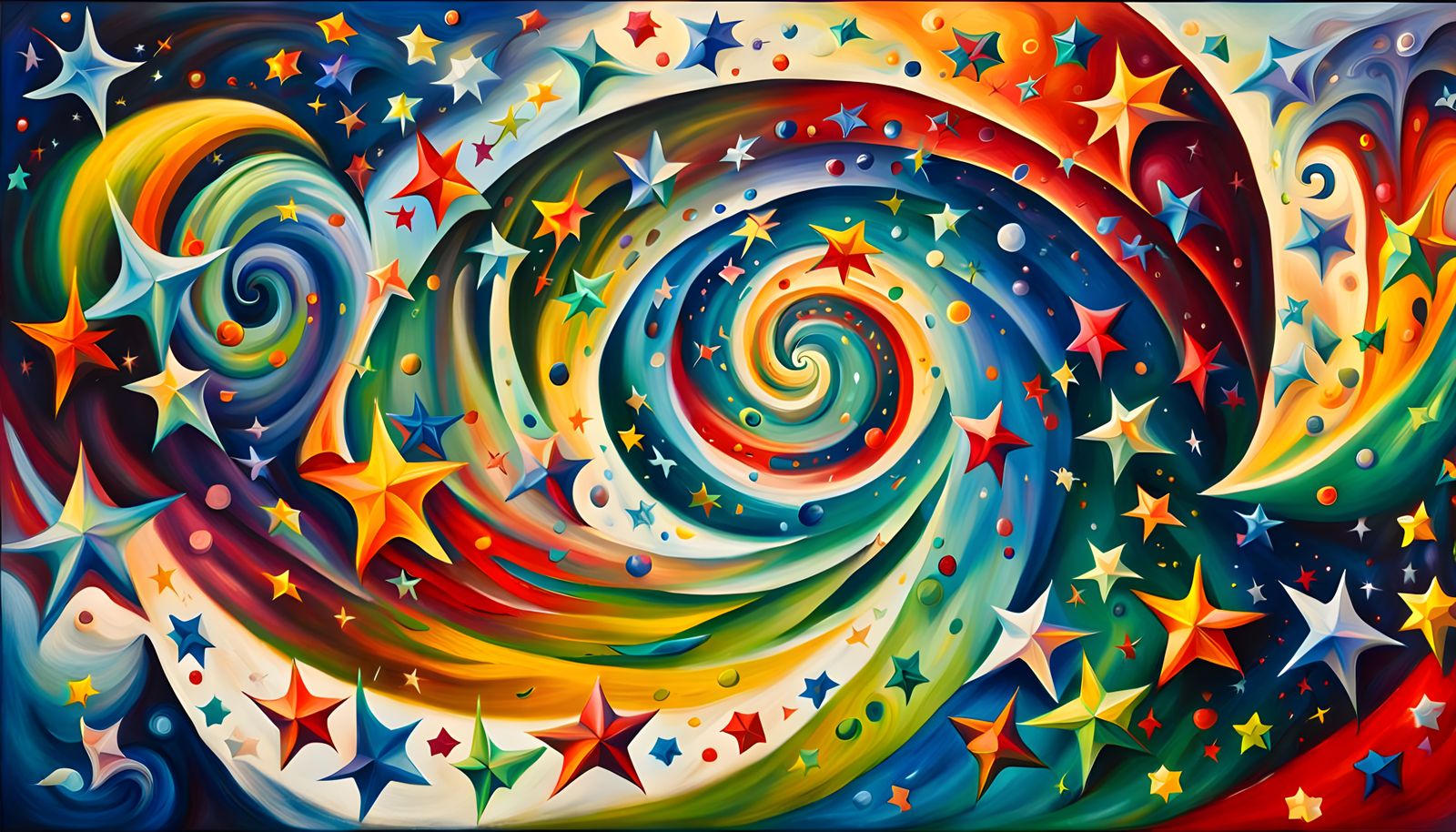 Vibrant Cosmic Vortex in Iridescent Impasto Oil Style