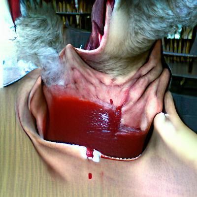 Visceral Close-Up of a Severed Throat