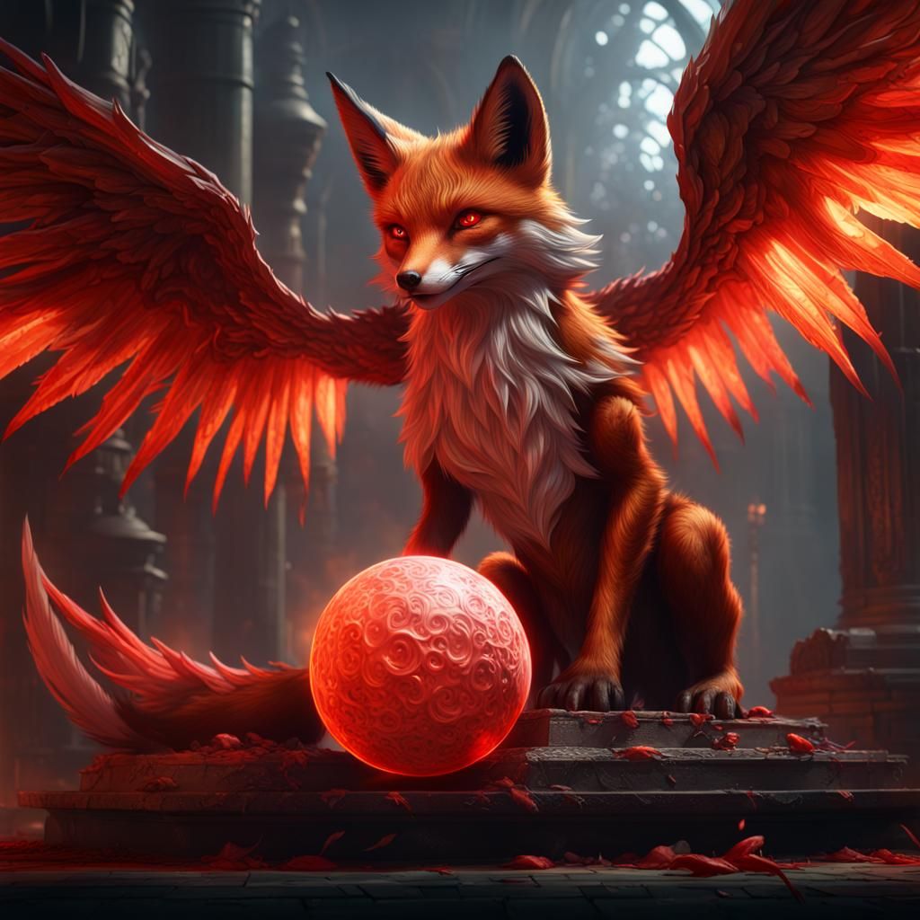 Demonic Fox and Baby in Dark Fantasy Art