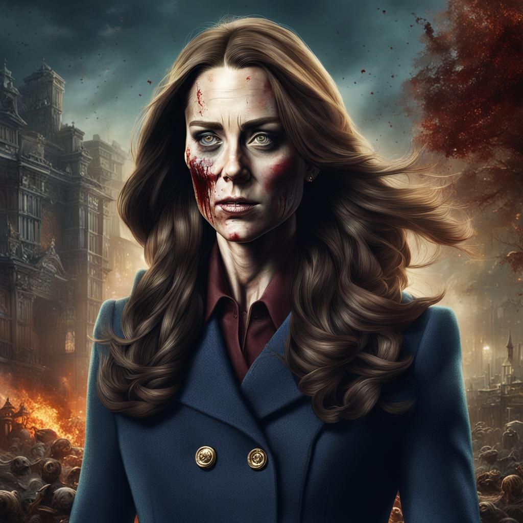 Kate Middleton Zombie Portrait in Detailed Matte Style