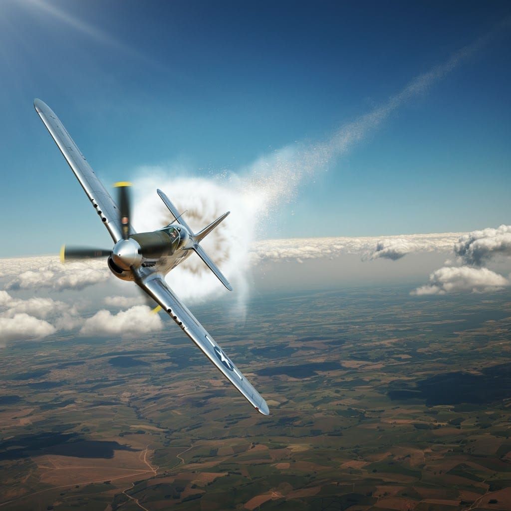 WWII Fighter Plane Shatters Atmosphere with Turbulent Shockw...