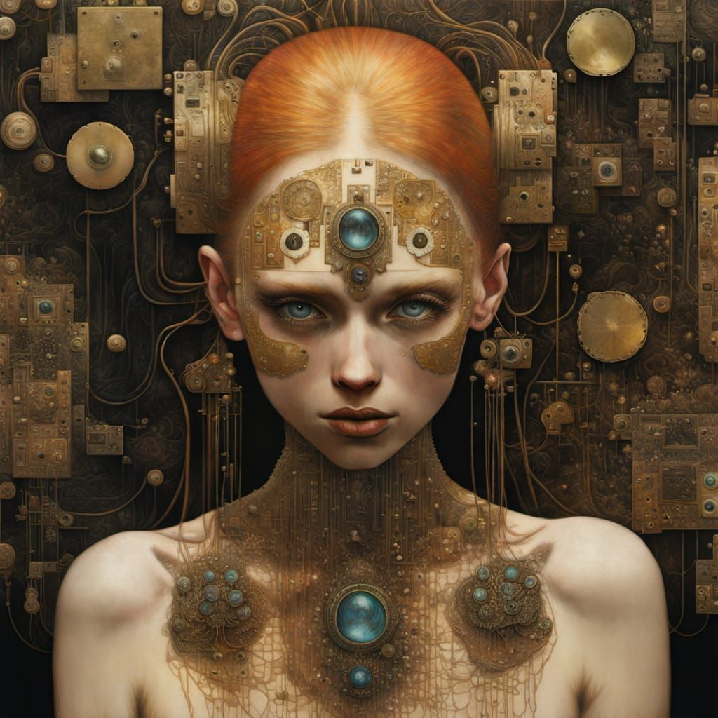 Klimt, Beksinski, Gric Fusion with Cryptic Motherboard