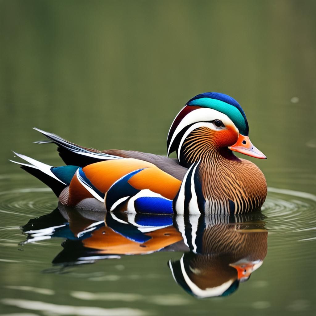 Exquisite Mandarin Duck Portrait: Digital Art