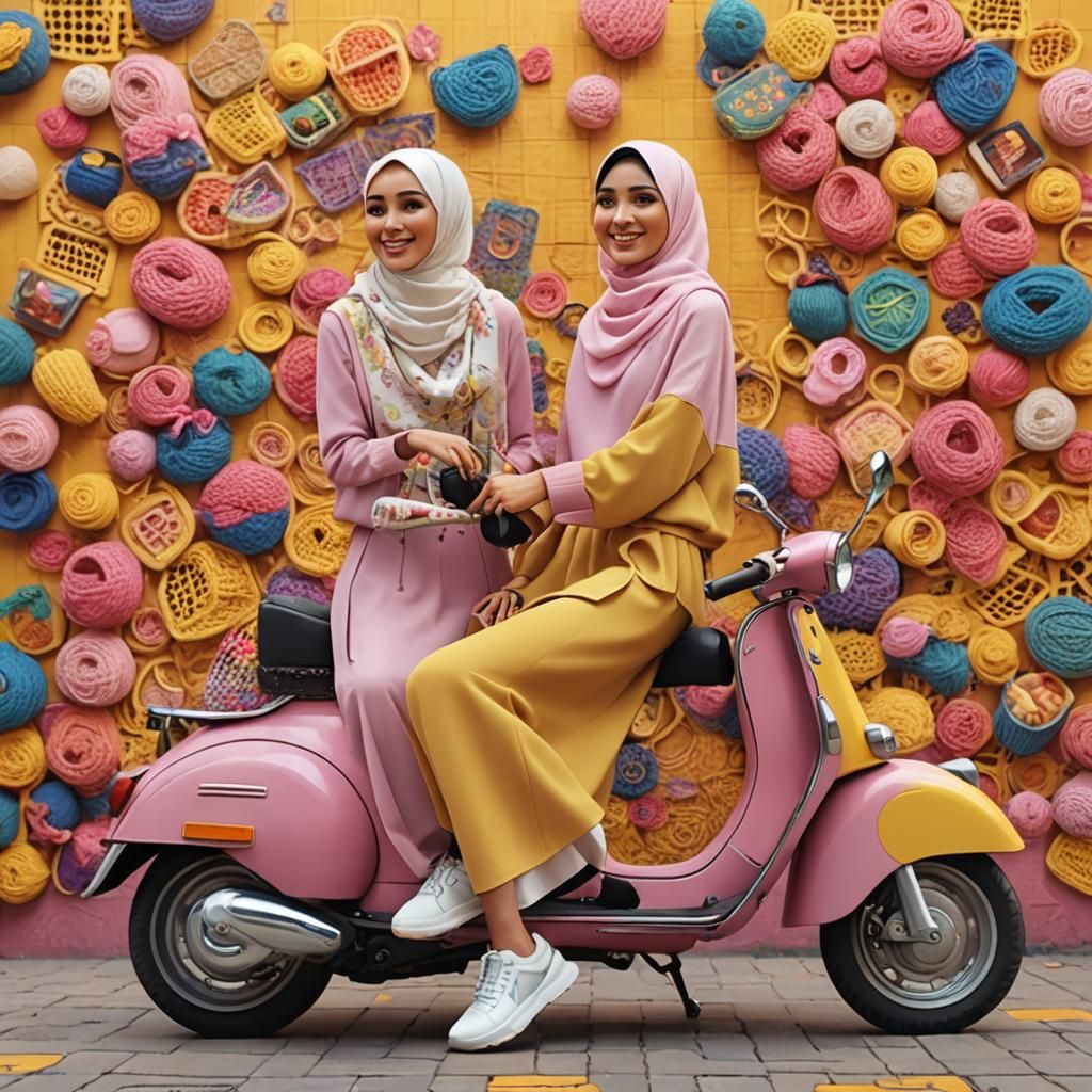 Pixar-Style Woman on Vespa with K-Pop Theme