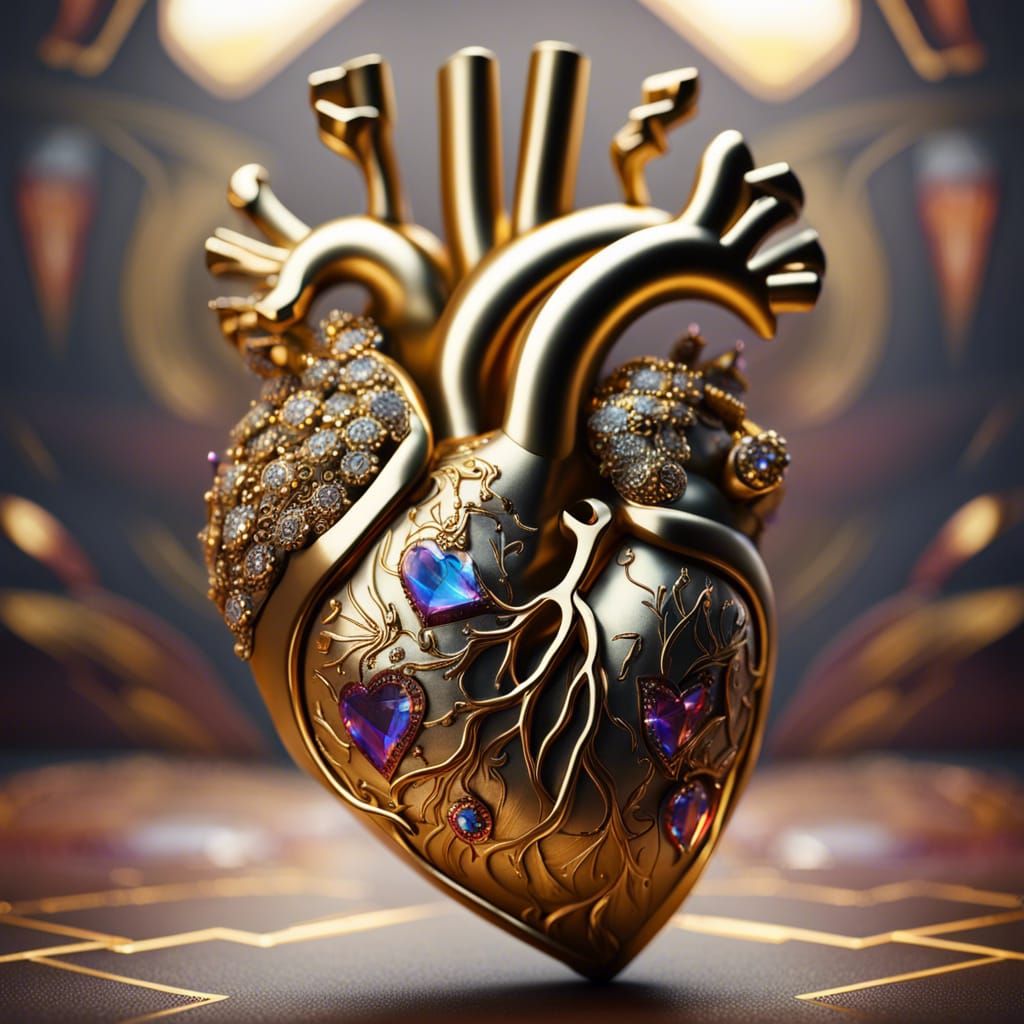 Ornate Diamond Heart: Detailed Dark Fantasy Concept Art