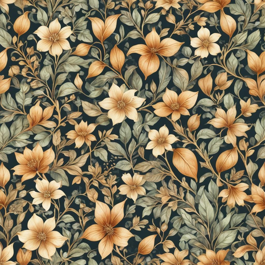 Vintage Floral Pattern in Art Nouveau Style