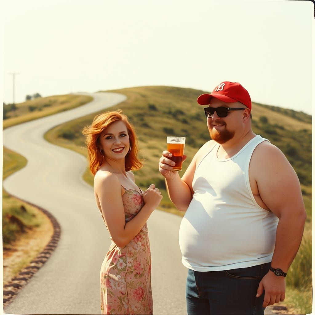 Vintage Polaroid of Pin-Up Picnic, Rockwell Inspired