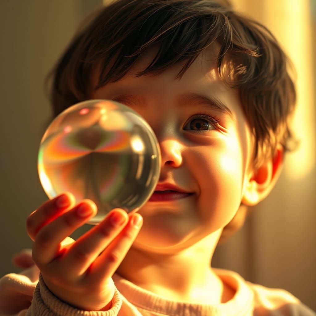 Enchanted Child with Rainbow Crystal Orb