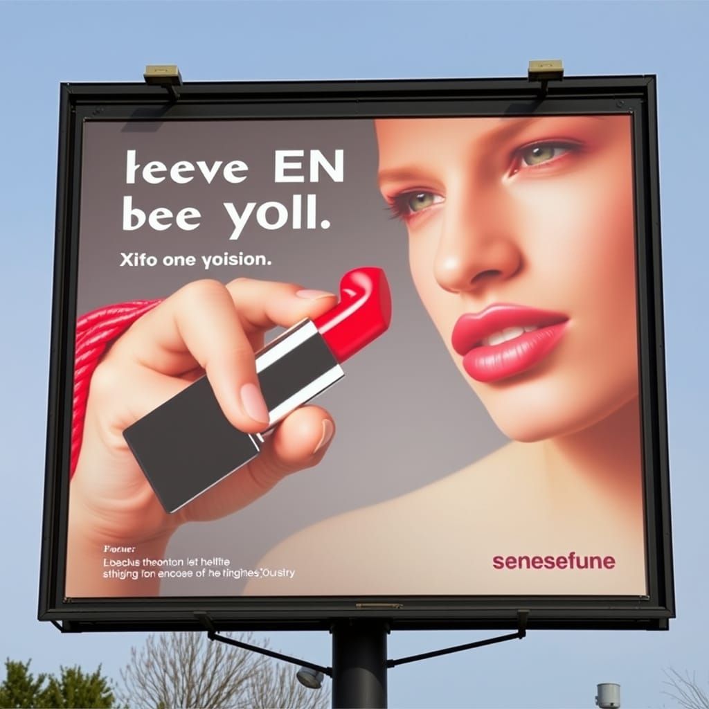 Vintage-Style Billboard Ad for Men's Lipstick