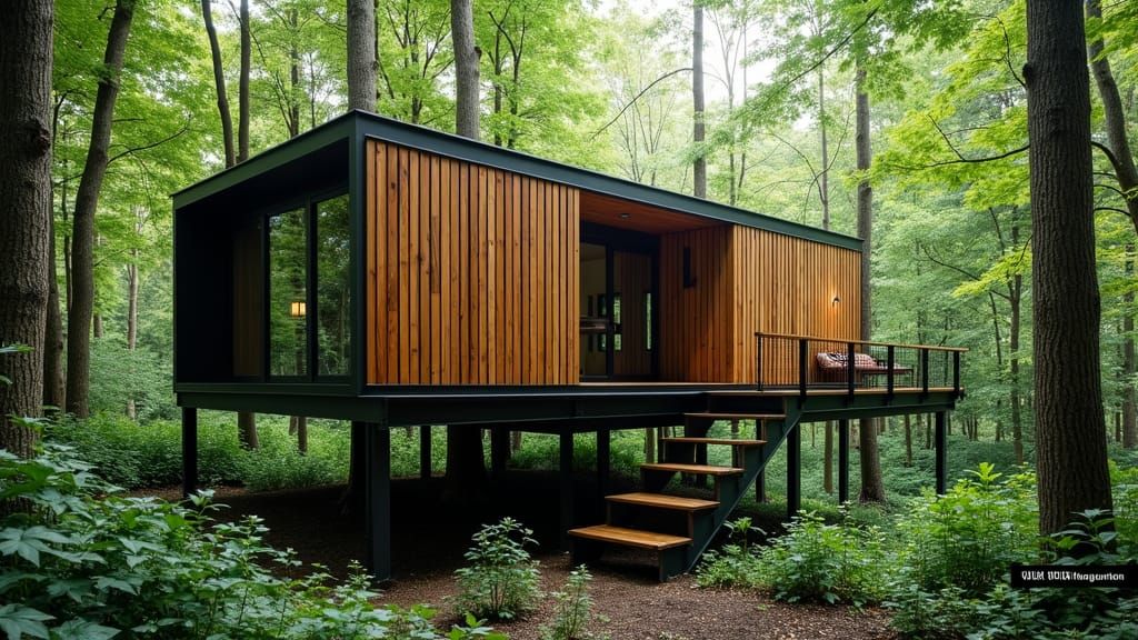 Modern Minimalist House in Forest, Industrial Design