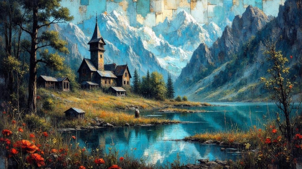 Hidden Elven Village on Mountain Lake