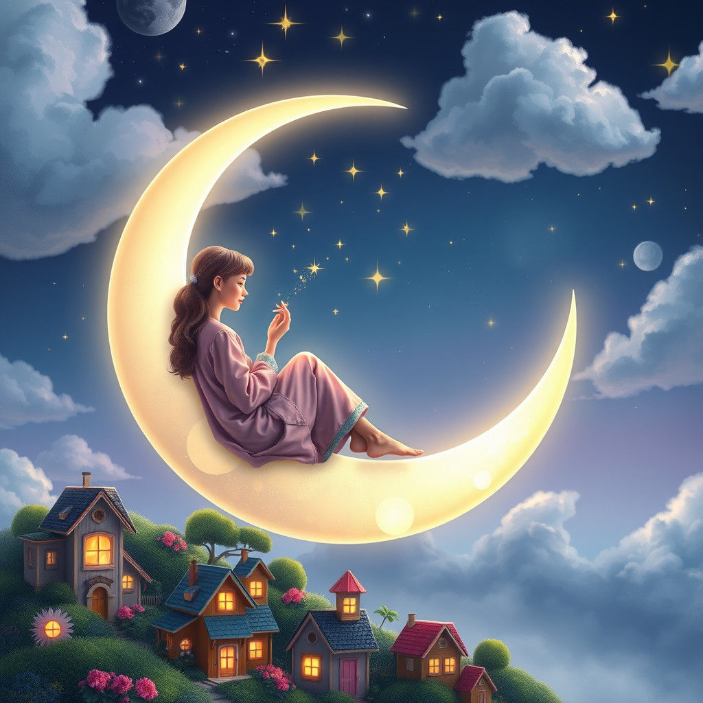 Woman on the Moon with Fairy Dust