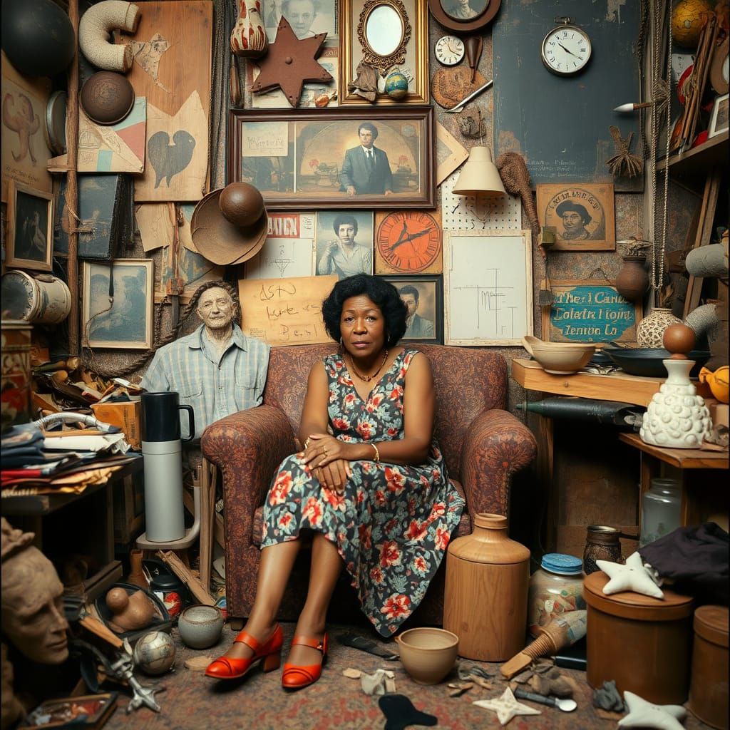 Woman in Mixed Media Assemblage