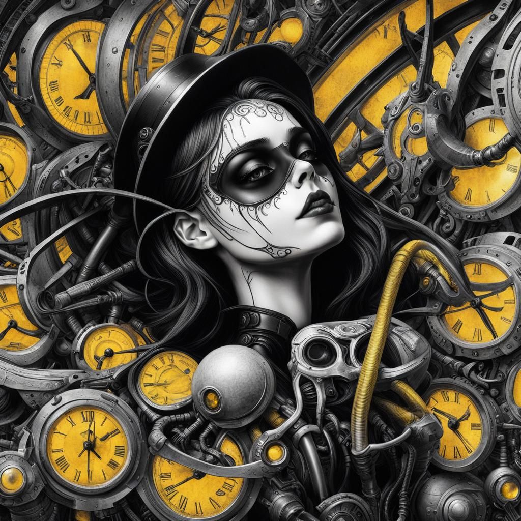 Gothic Cyberpunk Female Figure in Hyperrealistic Style