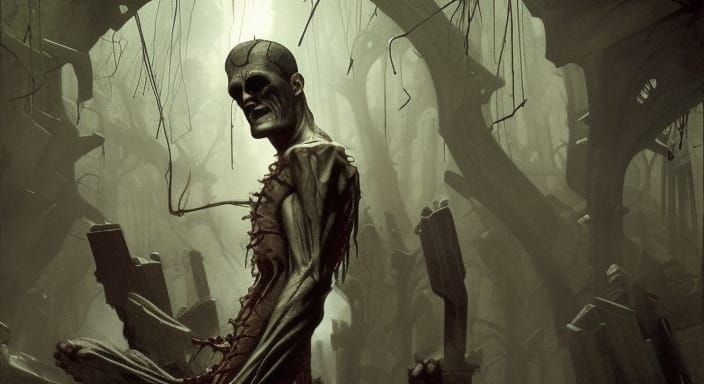 Grotesque Frankenstein's Monster in Dark Fantasy Style