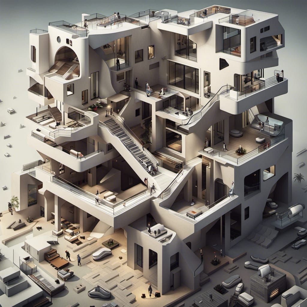 Futuristic Escher House in Space