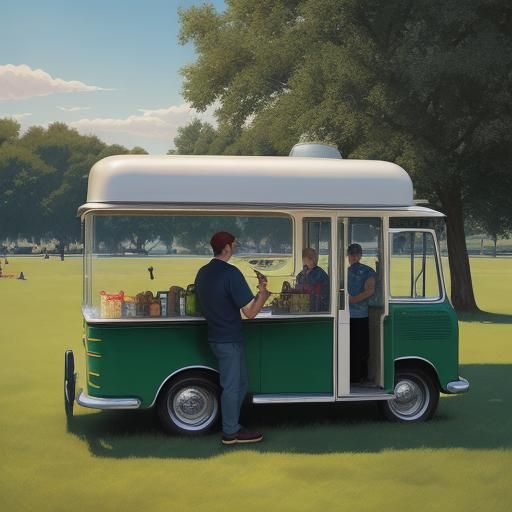 Ice Cream Vendor in Park: Comic Book Art