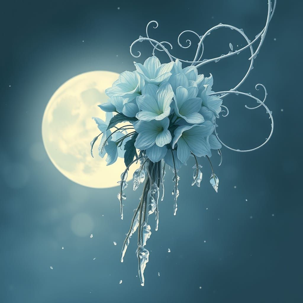 Frozen Bouquet Unfurls in Shattered Beauty