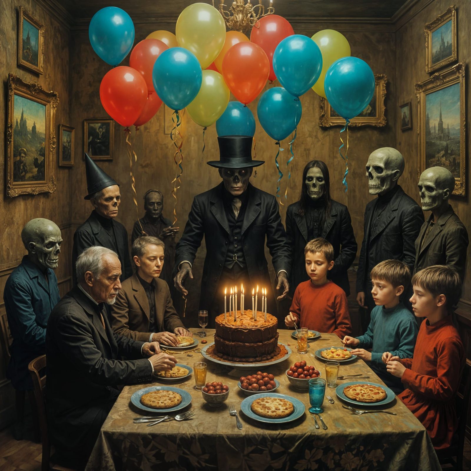 Beksinski Style Birthday Party Nightmare