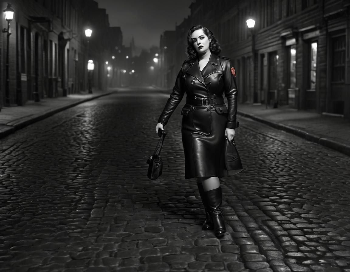 BBW in Red and Black Military Uniform, 1950s Style