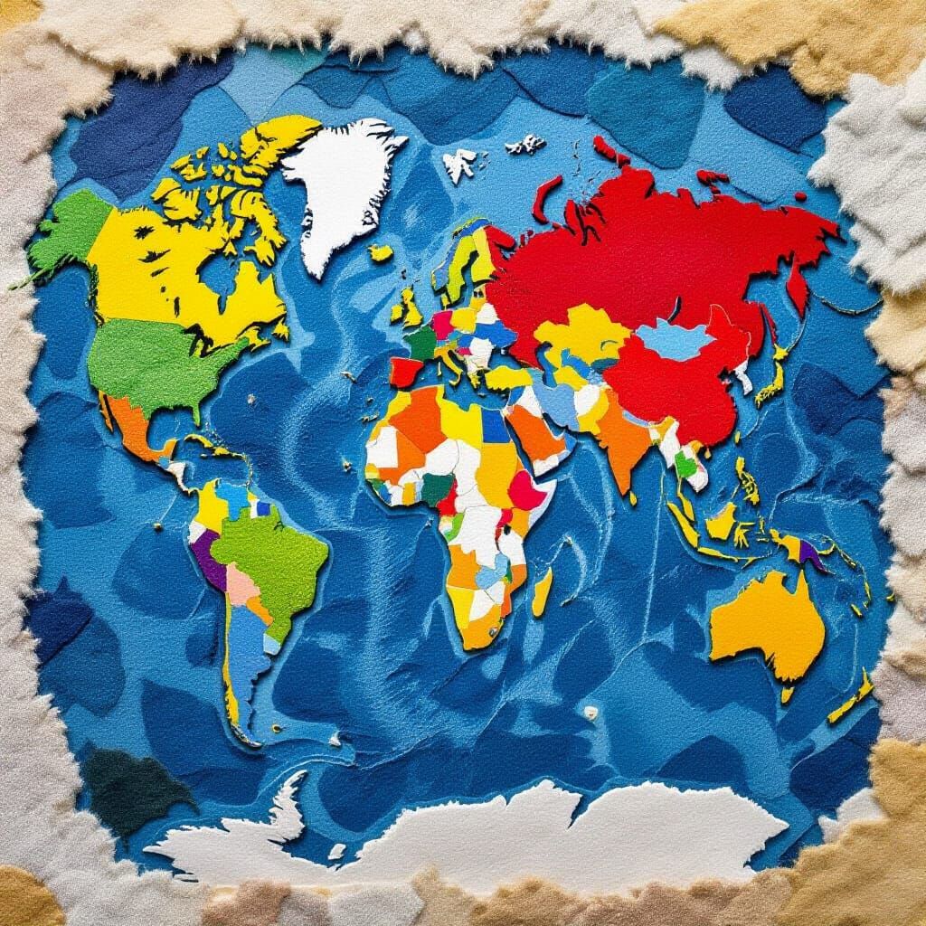 Felt World Map: A Textured Mosaic Collage