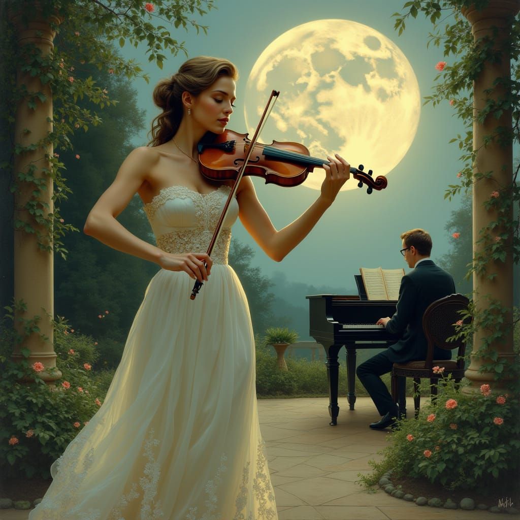 Dreamy Garden Serenade in Impressionist Style