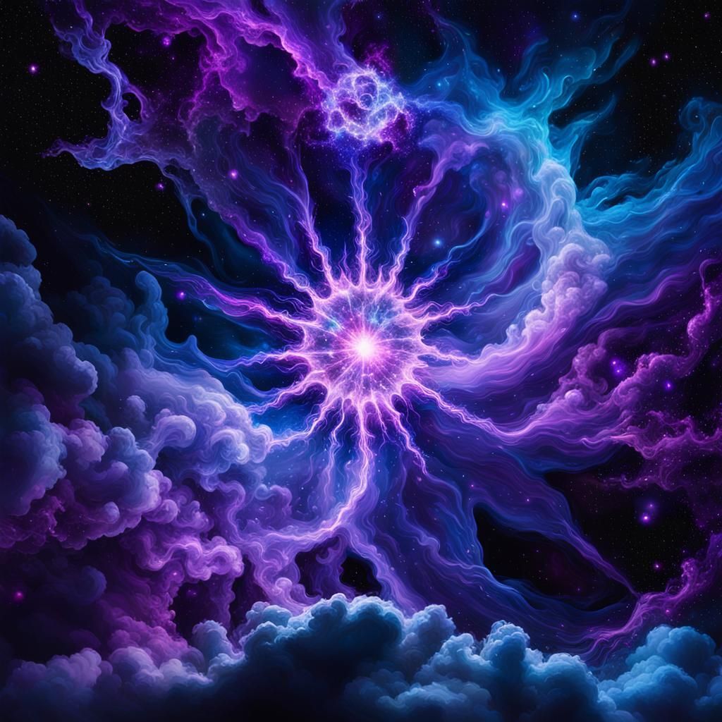 Electric Purple Star: A Cosmic Digital Art Masterpiece