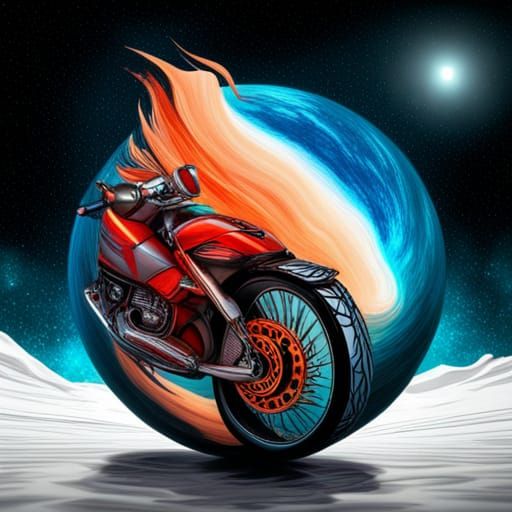 Futuristic Motorbike on Ringed Planet: Hyperrealistic Concep...