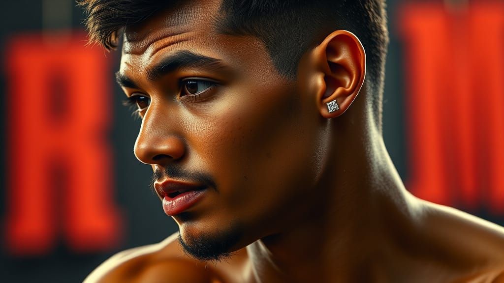 Young Man with Earrings: Detailed Digital Portrait
