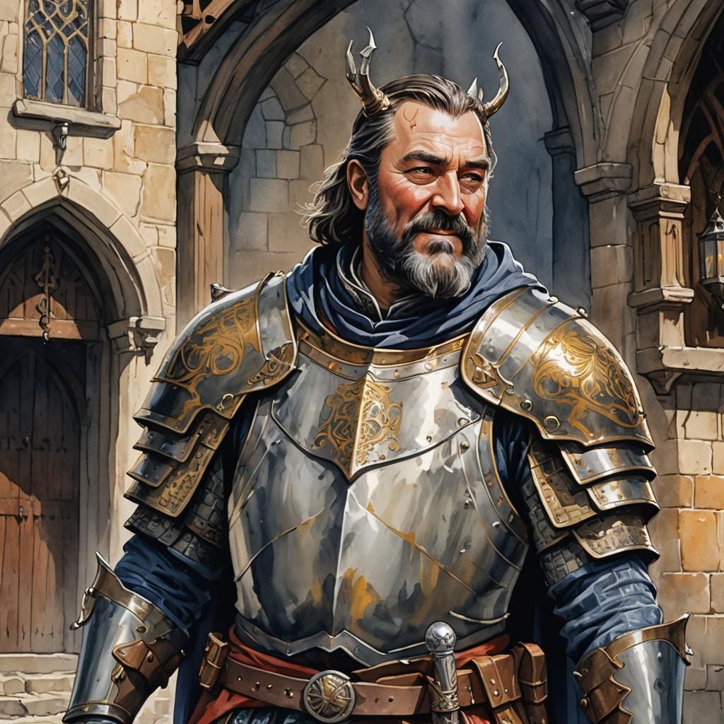 King Edward: Medieval Knight in Watercolor Style