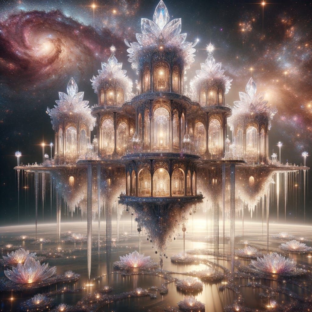 Celestial Crystal Dream House in Space Garden