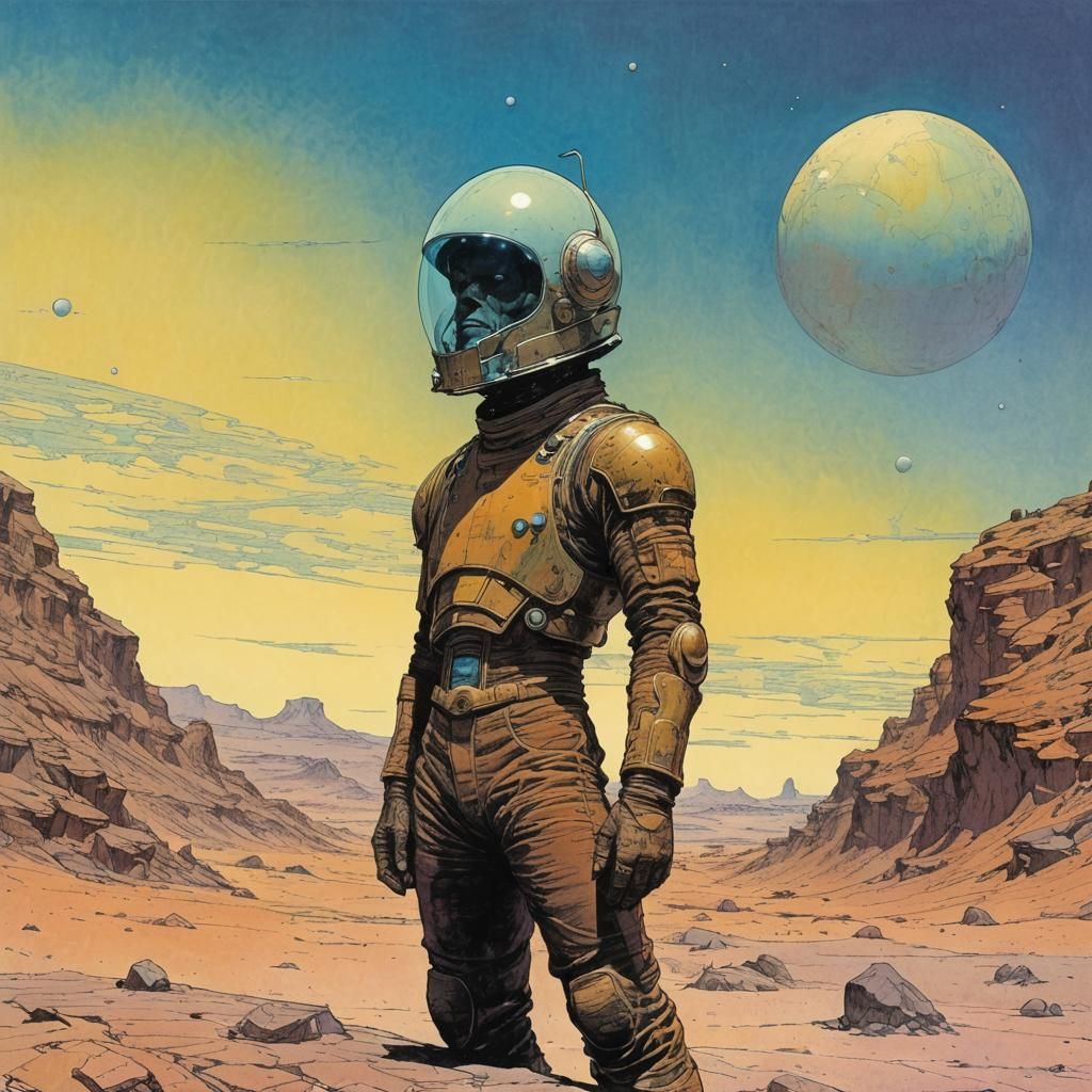 Dreamlike Space Hero in Graphic Novel Style