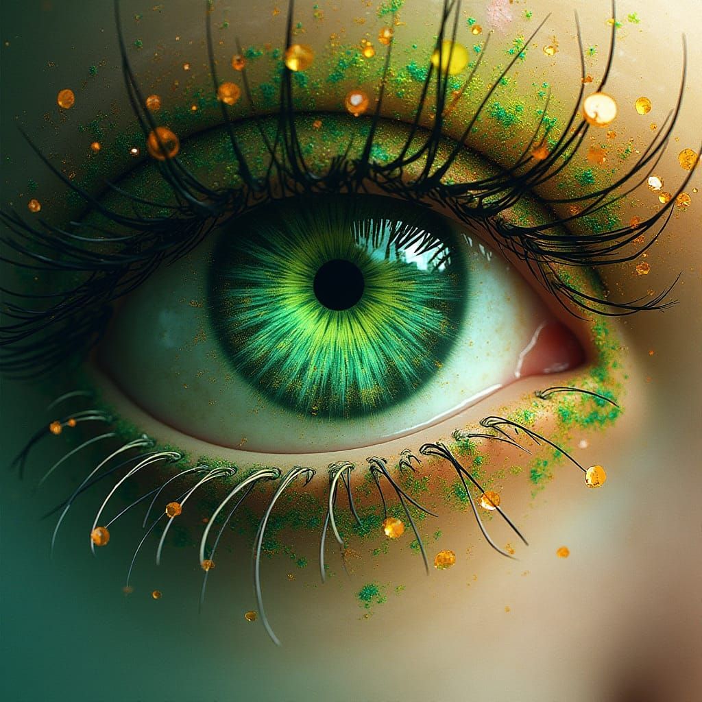 Vibrant Green Eyes: A Digital Art Masterpiece