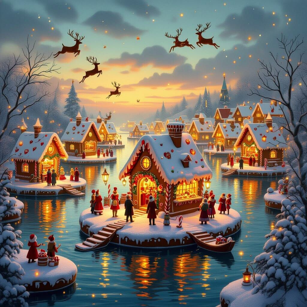 Whimsical Christmas Market on Floating Islands