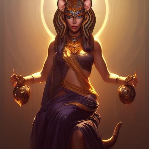 Bastet Portrait in Art Nouveau Style