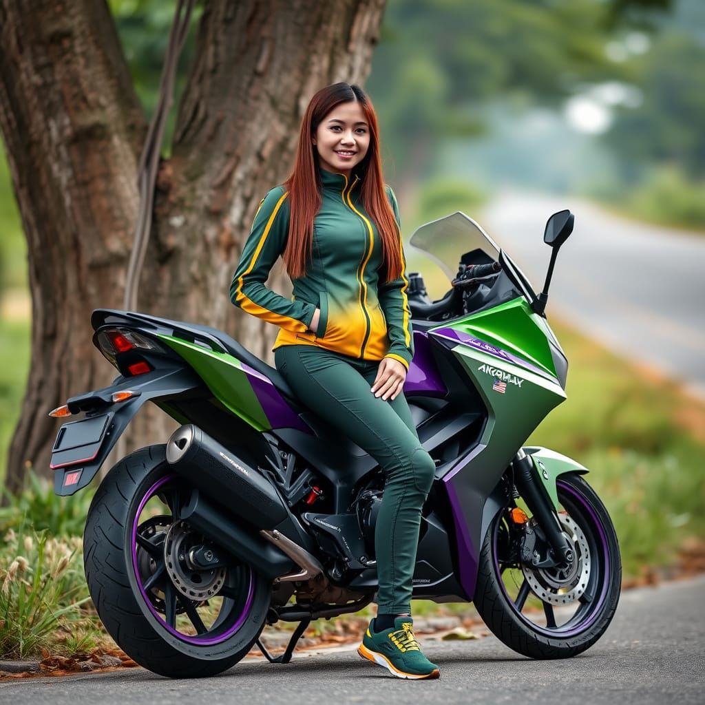 Malaysian Woman Relaxing with Yamaha XMAX 300