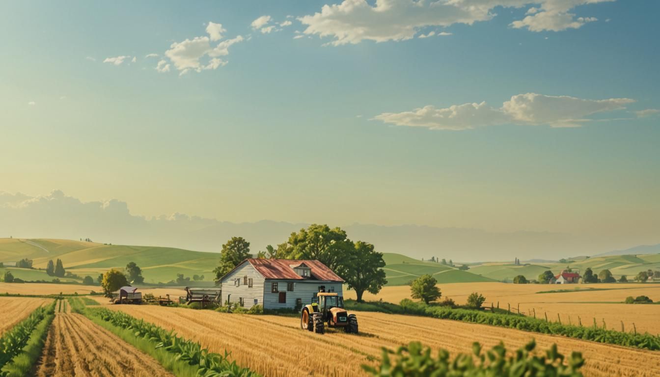 Vibrant Farmland Scene in Comic Book Style