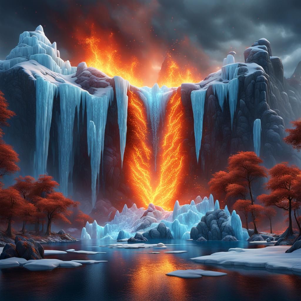 Fire and Ice in Love: Fantasy Concept Art