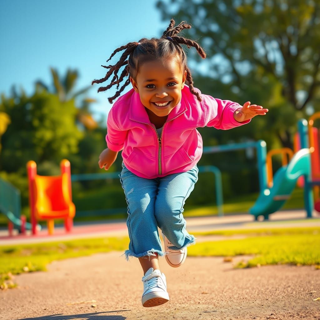 Joyful Summer Playground Scene in Hyperrealistic Style
