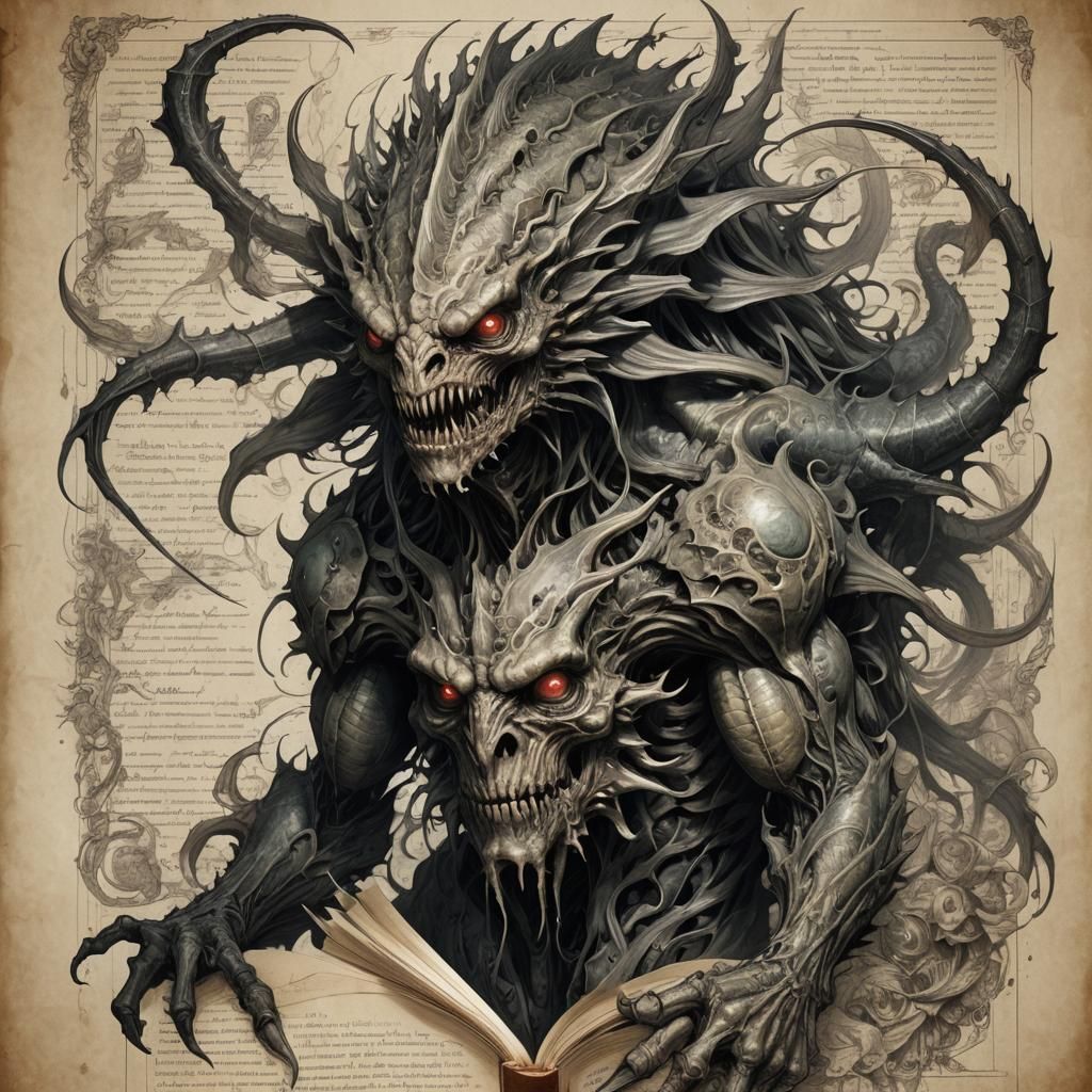 Necronomicon Pages: Anatomical Drawing of Fishmonster