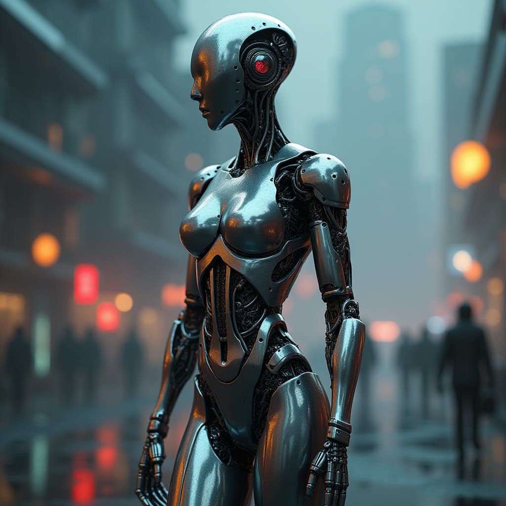 Female Robot Transforming into Jet, Sci-Fi 3D Art