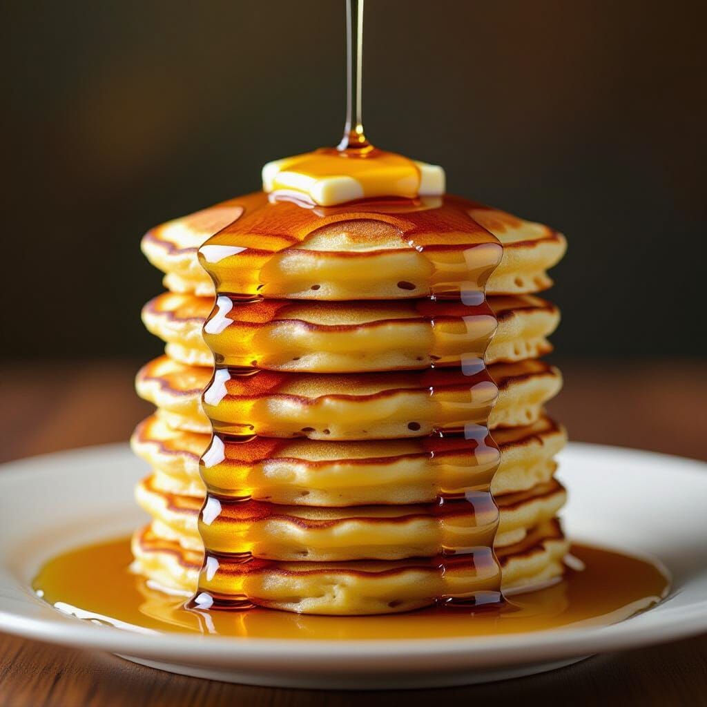 Pancakes Drenched in Syrup: Mouthwatering Digital Art