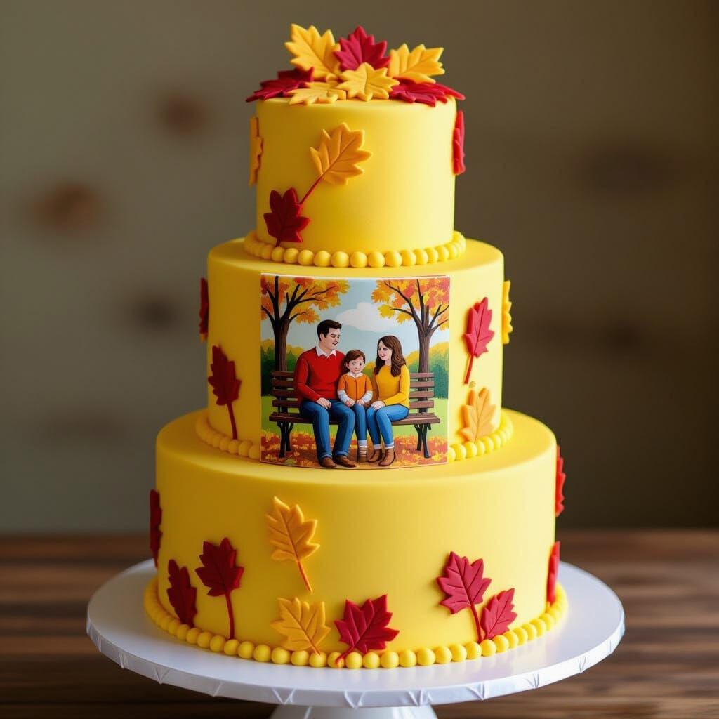 Father's Day Cake with Fall Scene and Fondant Details