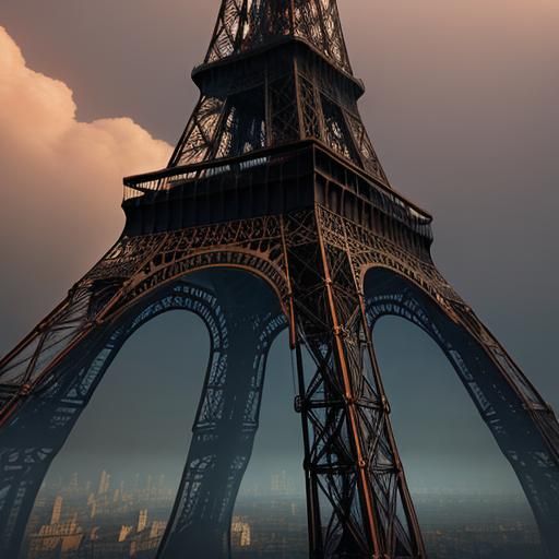 Eiffel Tower Concept Art with Mystical Energy