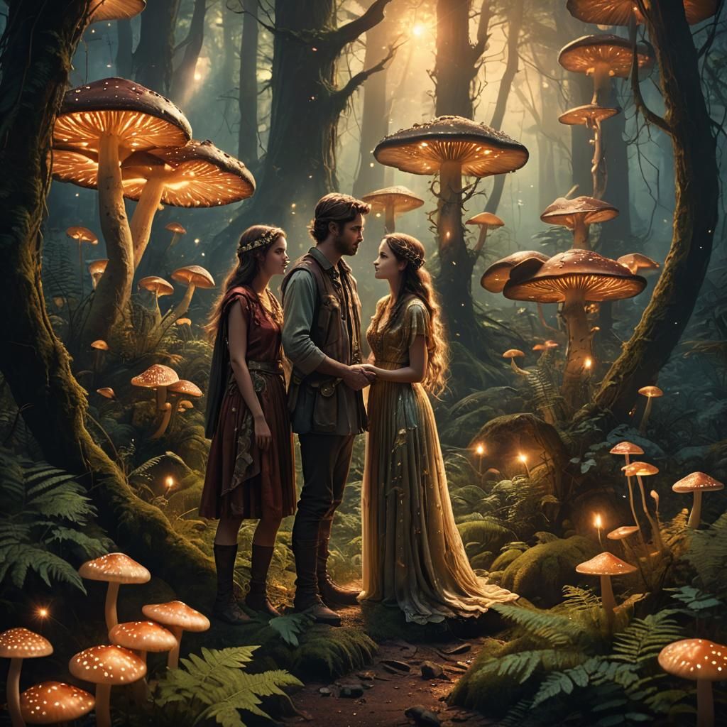 Lovers in Mystical Forest: Digital Matte Painting